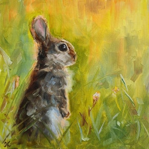 Rabbit poster, Animal wall art, Print from original bunny painting, Cute rabbit artwork
