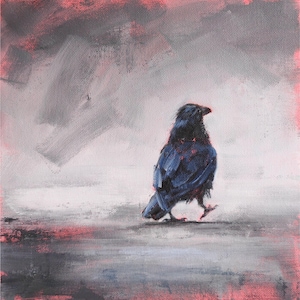 Impresión de cuervo de pintura original de Iryna Khort, arte de pared de cuervo, obras de arte de aves, arte gótico