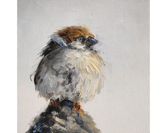 Sparrow print from original painting, Bird wall art, Animal poster by Iryna Khort
