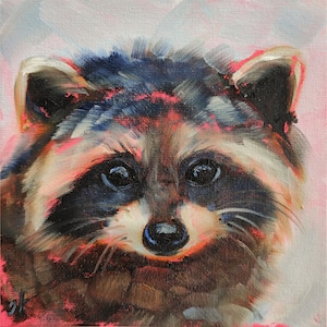 Raccoon print from Original painting by Iryna Khort, Animal wall art, Nursery artwork