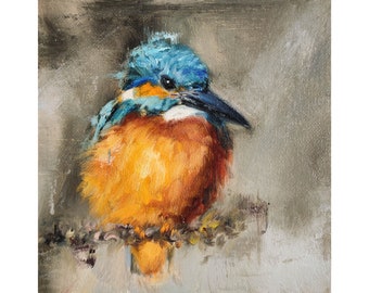 Kingfisher print from Original painting by Iryna Khort, Bird wall art, Nursery artwork