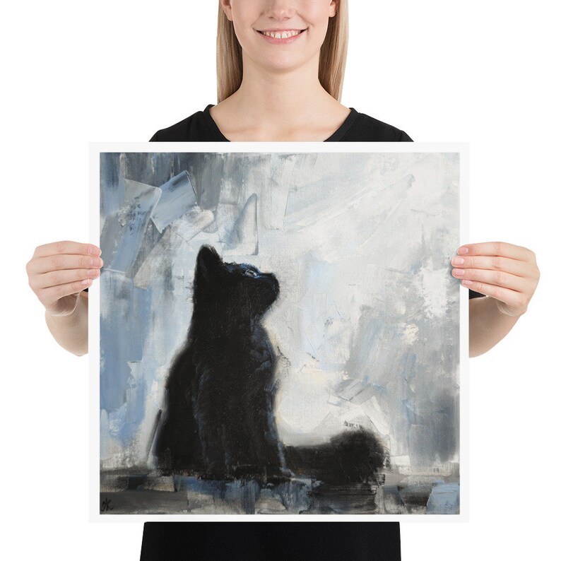 Black cat print from Original painting by Iryna Khort, Pet portrait, Animal wall art, Gothic artwork