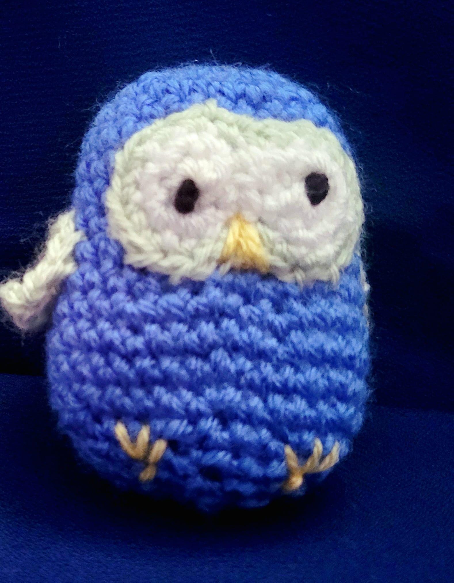 Handmade Crochet Owl – Blue Amigurumi Plush – Cute Soft Toy Gift for Owl Lovers