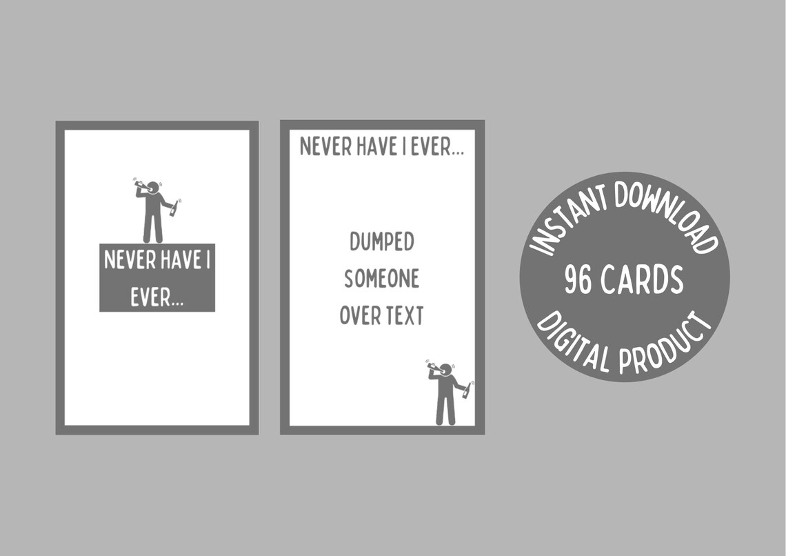 Drinking Game Never Have I Ever Downloadable Printable Etsy