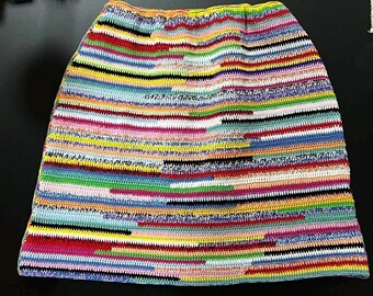 Colorful Crochet Mini Skirt – Handmade Miu Miu Inspired Knit Mini Skirt – Y2K Festival Clothing – Designer Inspired One-of-a-Kind Skirt