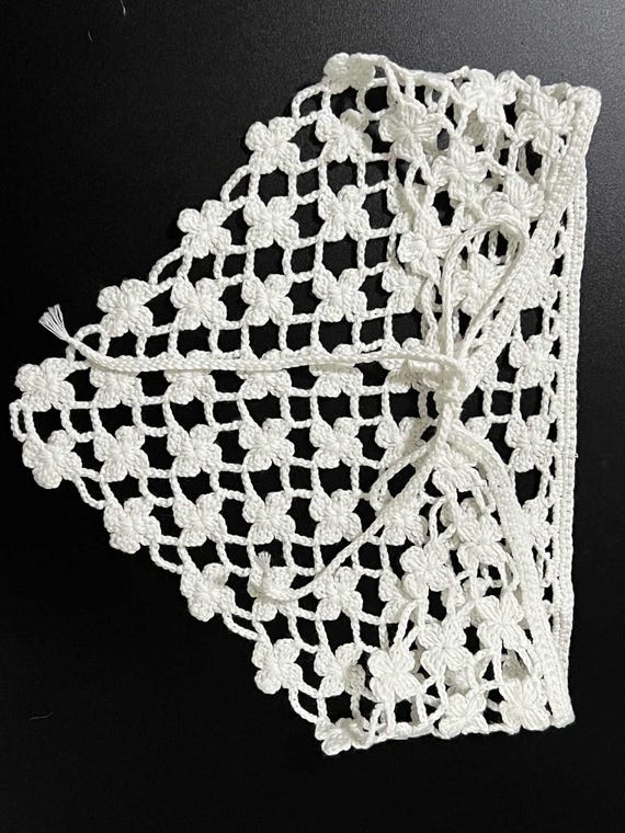 Hand made crochet triangle cotton bandana head scarf white w/silver tiny sequins Crochet Head Scarf Pattern | TikTok main image 3