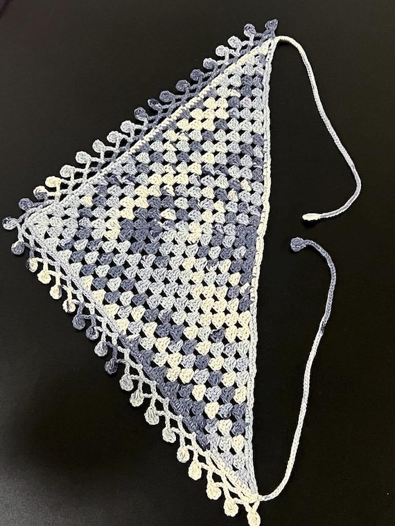 Handmade Crochet Triangle Headscarf Bandana Boho Granny  display picture 2