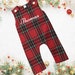 Tartan Christmas Outfit, Romper,Unisex Romper, Personalised with Name, first christmas outfit,christmas pyjama, baby, girl, boy, kids,first 