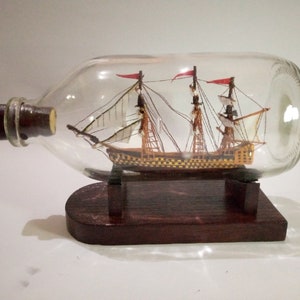 HMS Victory Miniature Ship In Bottle Glass Very Rare
