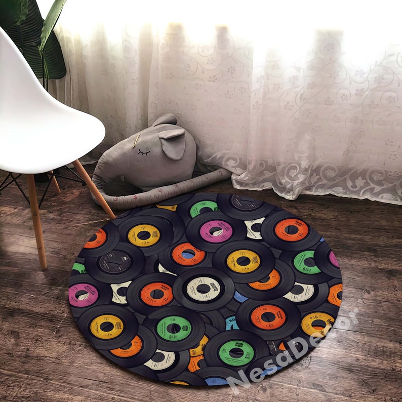 Retro Vinyl Record Rug Rectangle Square Round Shape Carpet for Etsy
