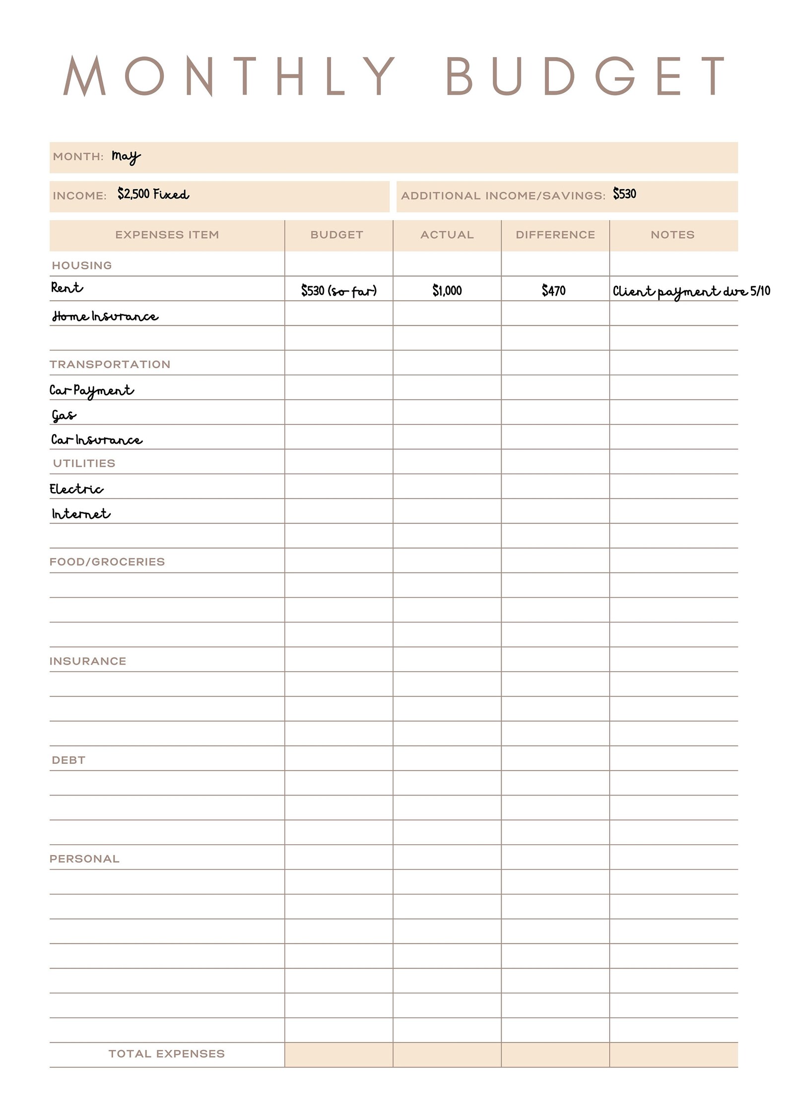 Free Digital Budget Planner Forlesskesil