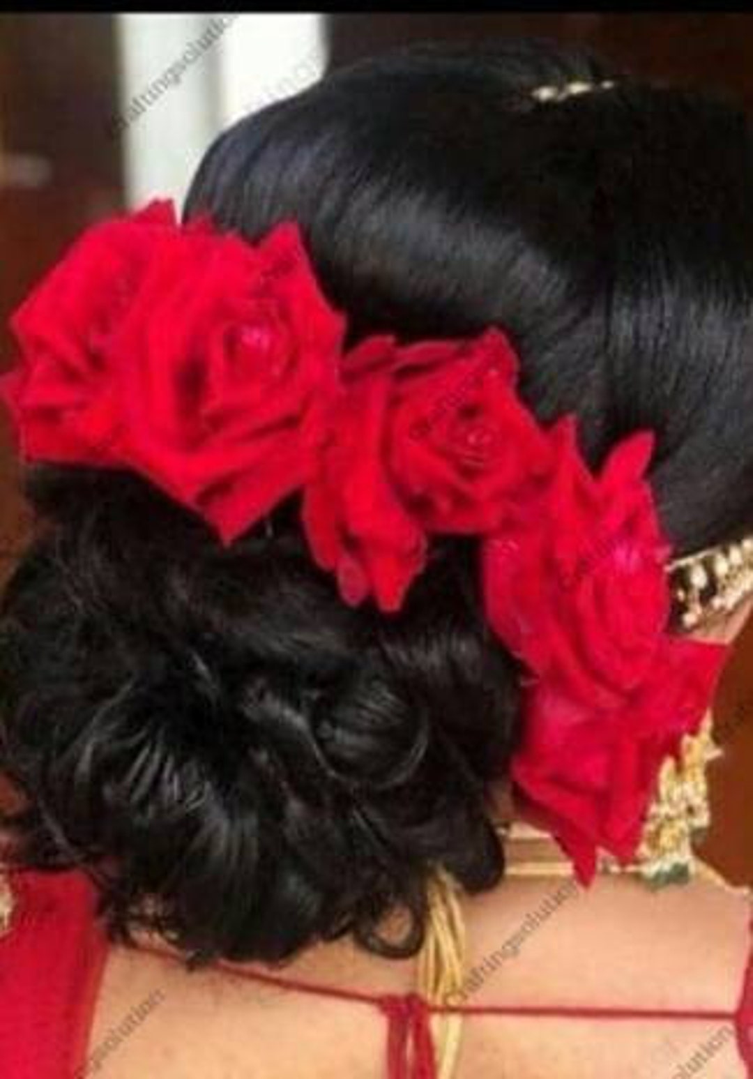 Buy Rose Gajra Hair Accessory Veni Flower Jewelry Wedding Jewellery for Bride Pink - Indian Inspired - LoveNspire