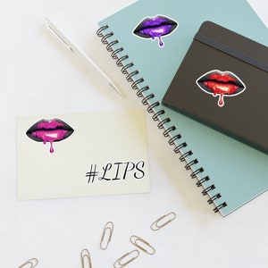 Pink, Red, Purple Dripping Lips Sticker Sheet image 1