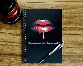 Dripping Red Lips Spiral Notebook - Ruled Line - "8 x 6"