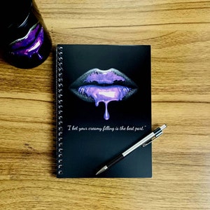 Dripping purple Lips Spiral Notebook Ruled Line 8 x 6 image 1