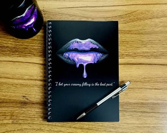 Dripping purple Lips Spiral Notebook - Ruled Line - "8 x 6"