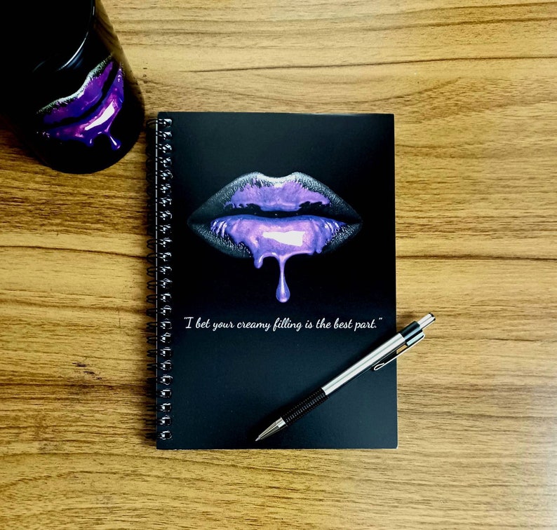 Dripping purple Lips Spiral Notebook Ruled Line 8 x 6 image 1
