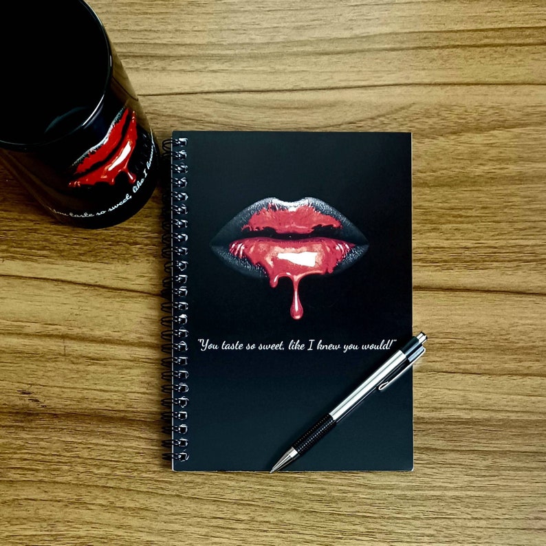 Dripping Red Lips Spiral Notebook Ruled Line 8 x 6 image 1