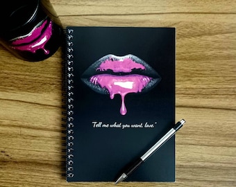 Dripping Pink Lips Spiral Notebook - Ruled Line - "8 x 6"