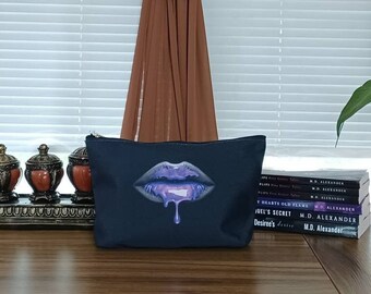 Dripping Purple LIPS Accessory Pouch w T-bottom, Small wallet, large wallet, Pencil case, cosmetic purse