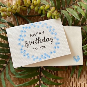 Mini Geburtstagskarte Blumenkranz „happy birthday to you“ in A7