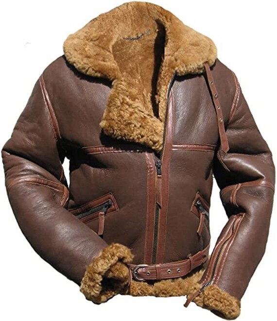 Men RAF Dark Brown Fighter Bomber Jacket / Brando Real Leather 
