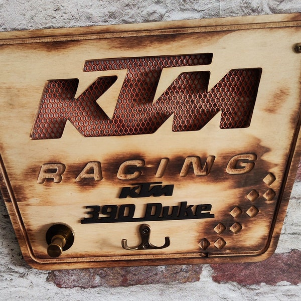 Porte manteau  décor K T M Racing "FAN ARTS" 390 Duke et accroche casque