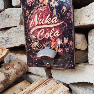 Fallout Nuka Cola flesopener voor aan de muur, handgemaakte fanart, garage/bar decoratie, geek/retro gaming cadeau