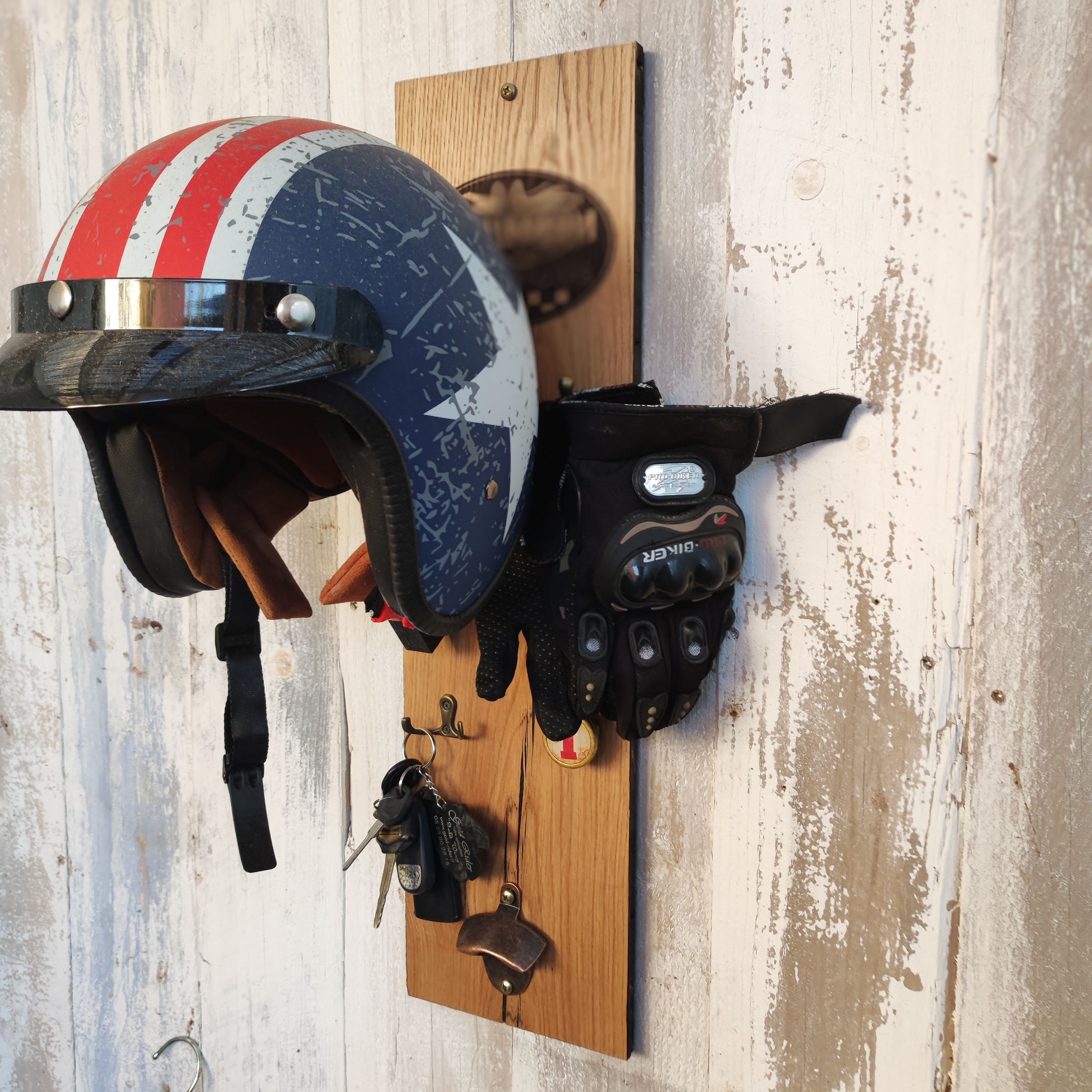 Porte-casque Mural Tête De Mort - Support Casque Moto, Vélo - Résine Noire - Déco Garage - 3