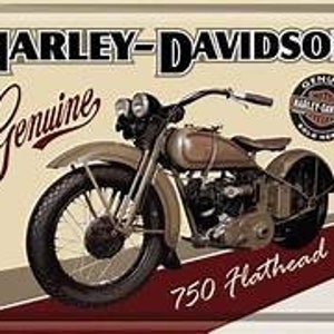 Carte postale en métal Harley Davidson Flathead disponible seul ou monté sur notre décapsuleur licence officiel Nostalgic Art 4036113101224