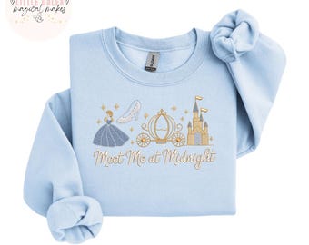 Sudadera/camiseta bordada de la Princesa Cenicienta inspirada en Disney, sudadera de Disney, princesa Disney, Encuéntrame a medianoche