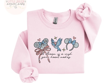 Embroidered Cinderella Ears Sweatshirt or Organic Cotton T-Shirt