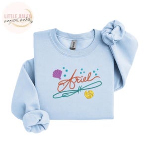 Disney Signature Inspired Ariel Princess Embroidered Sweatshirt T-shirt , Disney Sweatshirt, Disney Princess , Fairytale Apparel, Magical