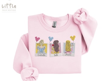 Disney Inspired Princess Embroidered Sweatshirt T-shirt , Disney Sweatshirt, Disney Princess , Fairytale Apparel, Magical Gift , Frozen