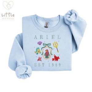 Disney Inspired Ariel Princess EST 1989 Embroidered Sweatshirt T-shirt , Disney Sweatshirt, Disney Princess, Fairytale Apparel, Magical Gift