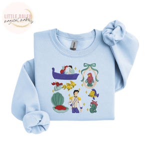 Disney Inspired Ariel Princess Embroidered Sweatshirt T-shirt , Disney Sweatshirt, Disney Princess , Fairytale Apparel, Magical Gift ,