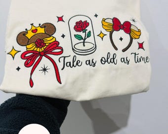 Disney Inspired Belle  Princess Embroidered Sweatshirt /T-shirt , Disney Sweatshirt, Disney Princess , Fairytale Apparel, Magical Gift,