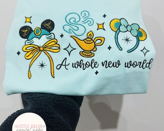 Disney Inspired Jasmine Princess Embroidered Sweatshirt /T-shirt/ Vest Disney Sweatshirt, Disney Princess , Fairytale Apparel, Magical Gift