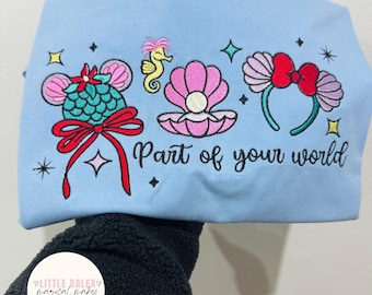 Ariel Inspired Embroidered Sweatshirt: Princess Fairytale Apparel , Disney Ariel , Magical