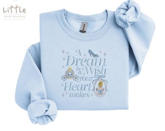 Disney Inspired Cinderella Princess Embroidered Sweatshirt /T-shirt , Disney Sweatshirt, Disney Princess , Fairytale Apparel, Magical Gift