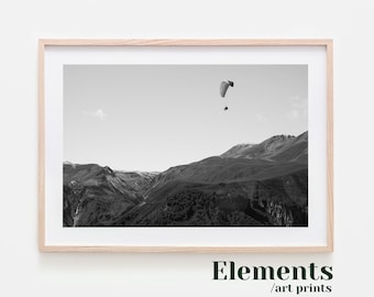 Mountain Art Print, Black White Wall Art, Forest Poster, Landscape Print, Horizontal Wall Art, Nature Print