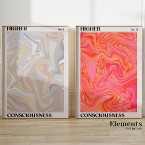 Cartel de aura, arte de pared degradado, conjunto de 2 impresiones, estética de cartel, arte de pared de afirmación, arte de pared espiritual, arte de pared de aura