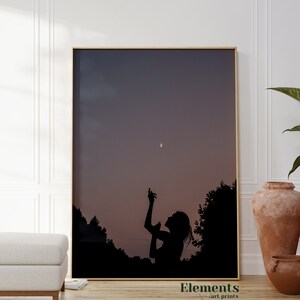 Divine Feminine, Yoga Wall Art, Moon Poster, Goddess Photo Print, Boho Decor, Original Printable Photography