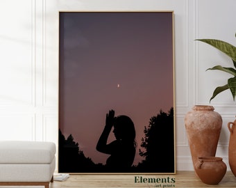 Divine Feminine, Yoga Wall Art, Moon Poster, Goddess Photo Print, Boho Decor, Original Printable Photography