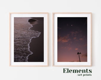 Sunset Art, Set of 2 Prints, Palm Tree Print, Original Printable Photography, Costa Rica