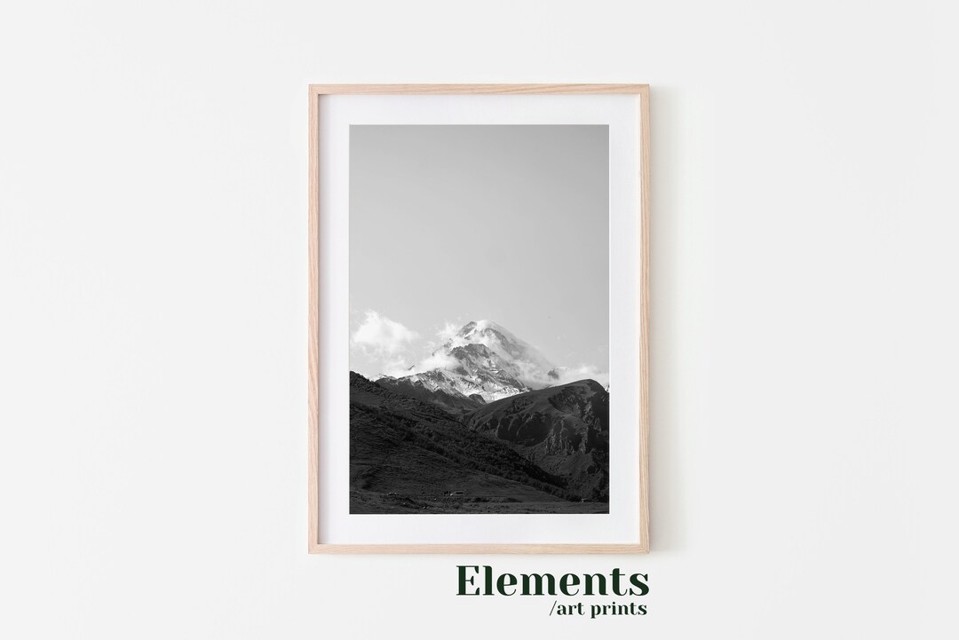 Mountain Art Print, Black White Wall Art, Forest Poster, Landscape ...