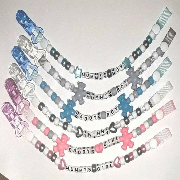 Personalised Dummy Clip UK | Baby Gift ideas, Dummy, | Chain strap Boy girl Handmade dummy clip | Metal or Plastic clip| Free Delivery |