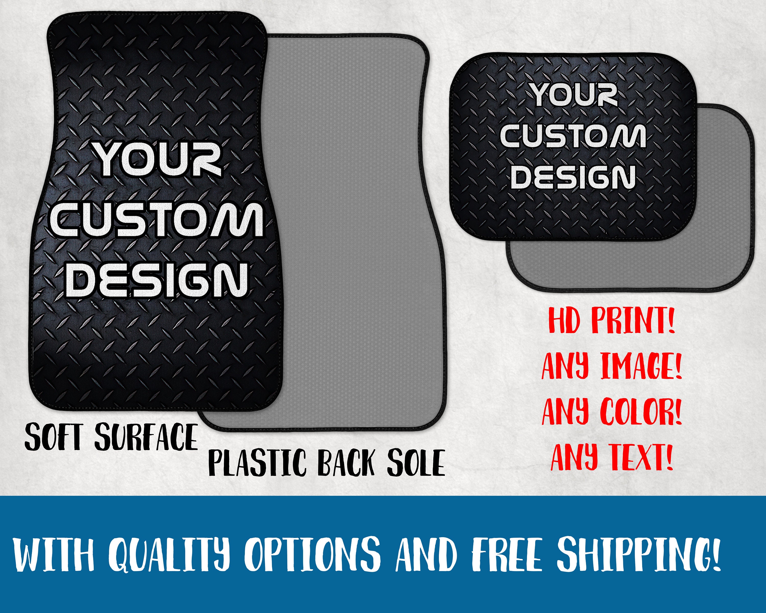 Personalized Car Mats Custom Car Floor Mat Set Plastic Back Etsy