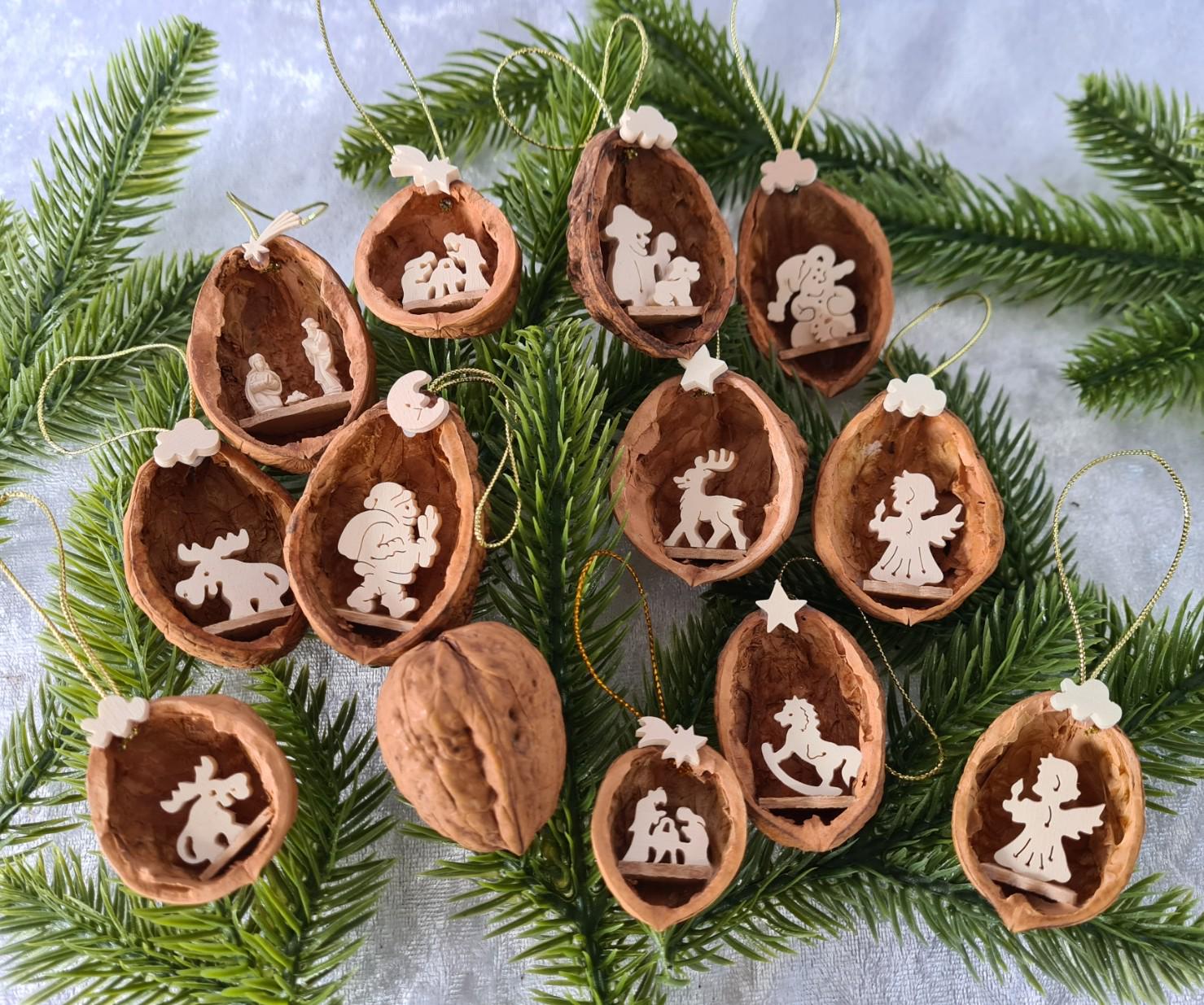 Real Walnut Shells With Fretwork Tree Branch Pendant - Etsy