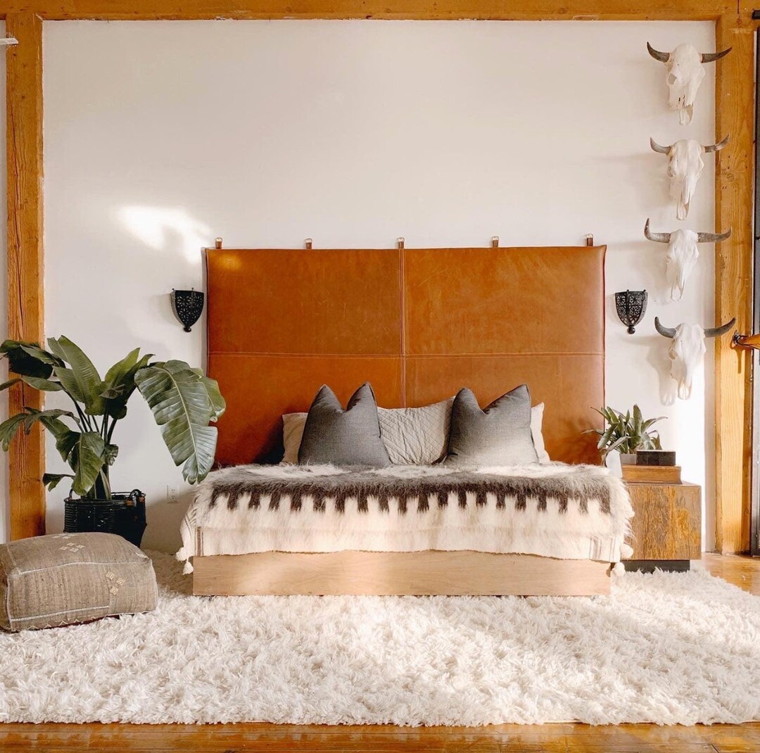 HANGING LEATHER HEADBOARD Wall Leather Hanging Headboard Etsy